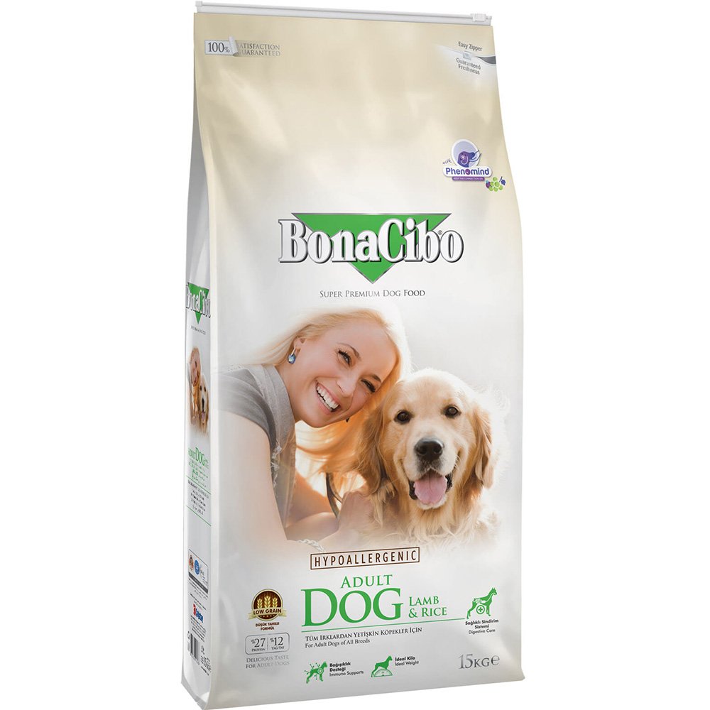 Сухий корм BonaCibo Adult Dog Lamb&Rice для собак всіх порід, ягня/рис, 15 кг