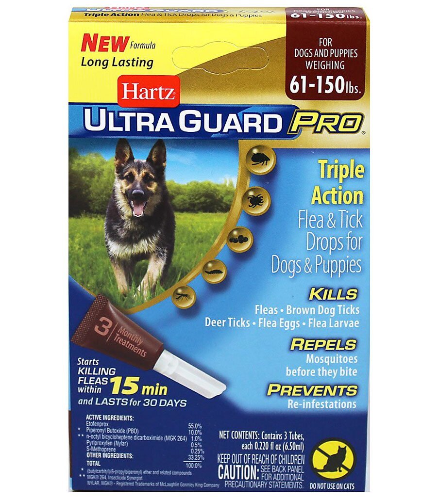 Hartz UltraGuard PRO (Хартс) краплі від бліх, блошиних яєць, лечинок, кліщів, комарів (5 в 1) для собак і цуценят більше 28 кг, піпетка