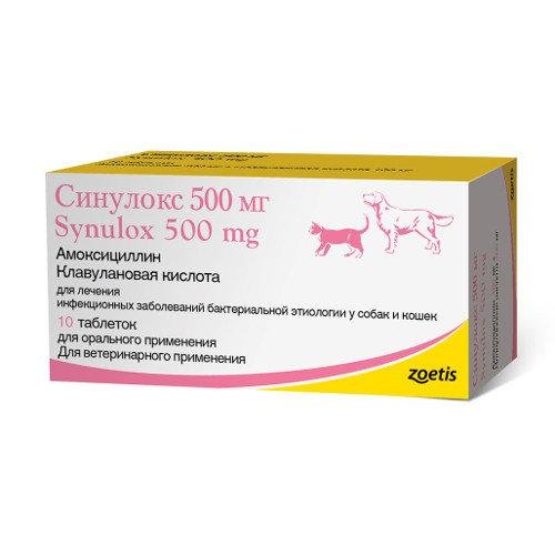 Zoetis СИНУЛОКС 500 мг, Synulox - Антибактериальный препарат для собак и кошек