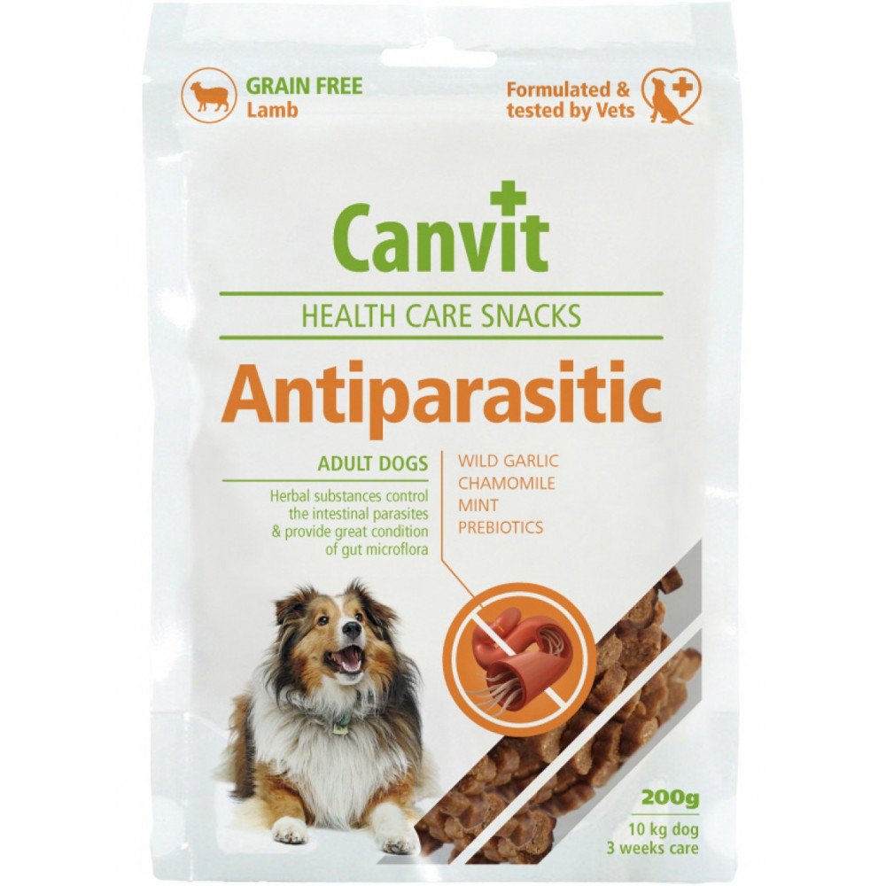 Напіввологі ласощі Canvit Antiparasitic для профілактики проблем з кишковим трактом у собак, 200 г