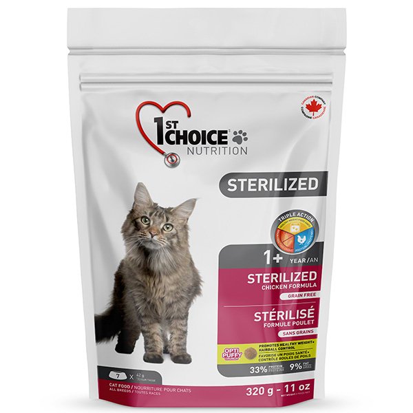 1st Choice Sterilized Chicken ФЕСТ ЧОЙС СТЕРІЛАЙЗД КУРКА сухий супер преміум корм для кастрованих котів і стерилізованих кішок, 0.32 кг
