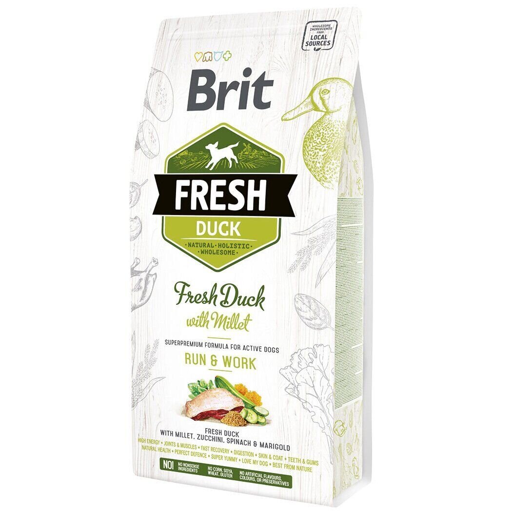 Brit Fresh Duck with Millet - Сухой корм для активных собак всех пород 2,5 кг (утка)