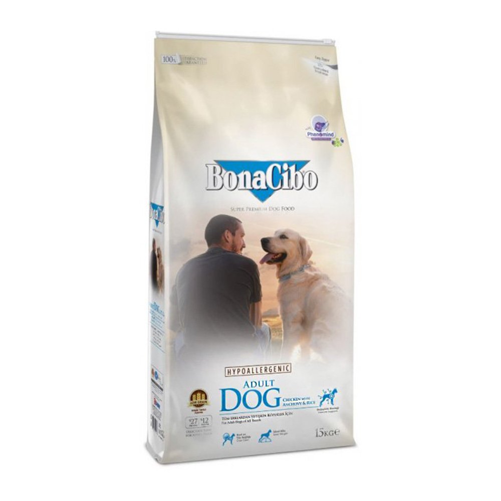Сухий корм BonaCibo Adult Dog Chicken&Rice для дорослих собак всіх порід, курка/анчоуси/рис, 15 кг