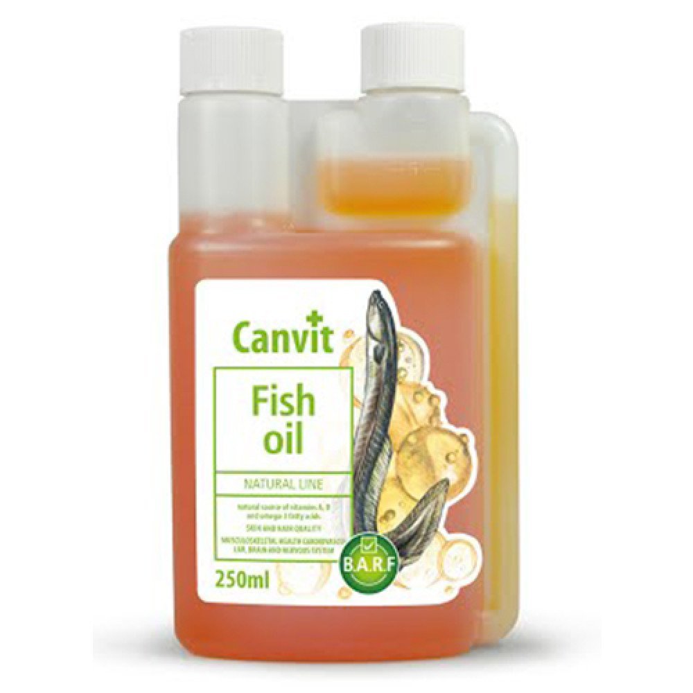 Рідка вітамінна добавка Canvit Fish Oil з риб'ячим жиром з вугра для собак, 250 мг