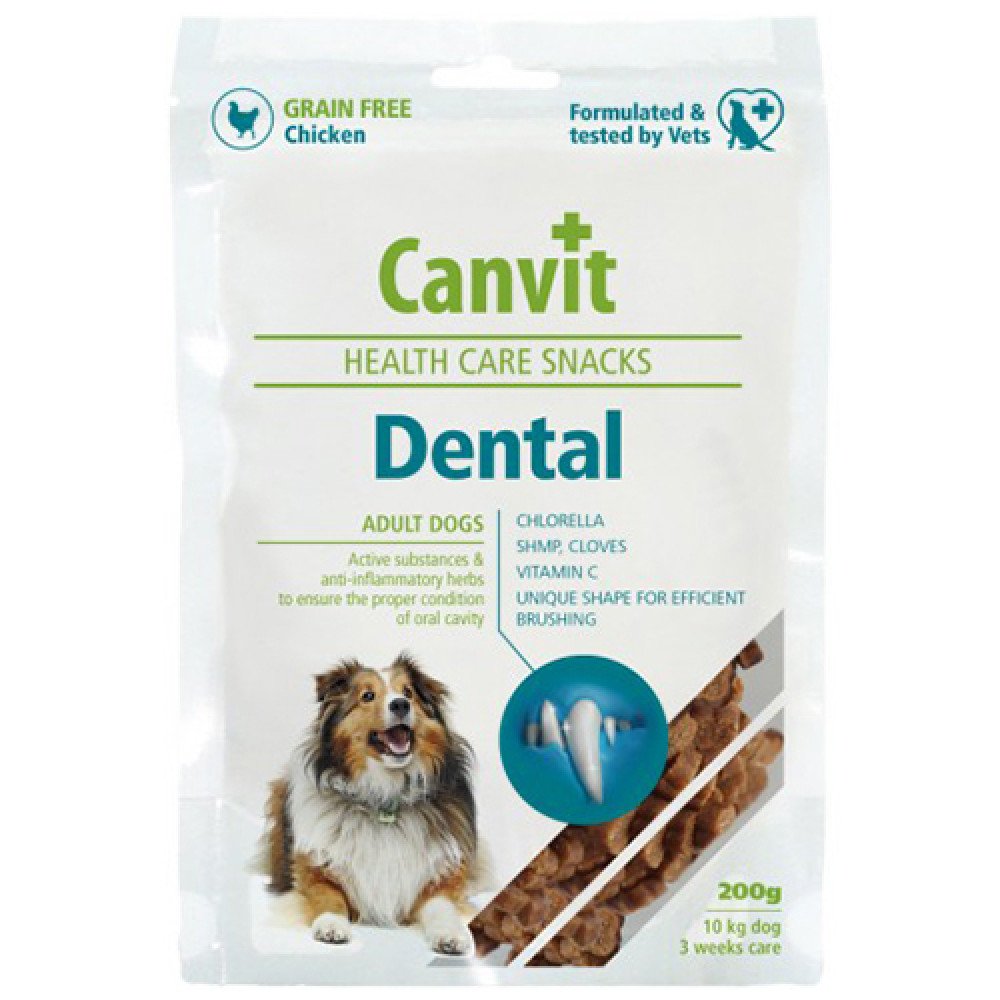 Полувлажное лакомство Canvit Dental для ежедневного ухода за зубами и полостью рта для собак, 200 г