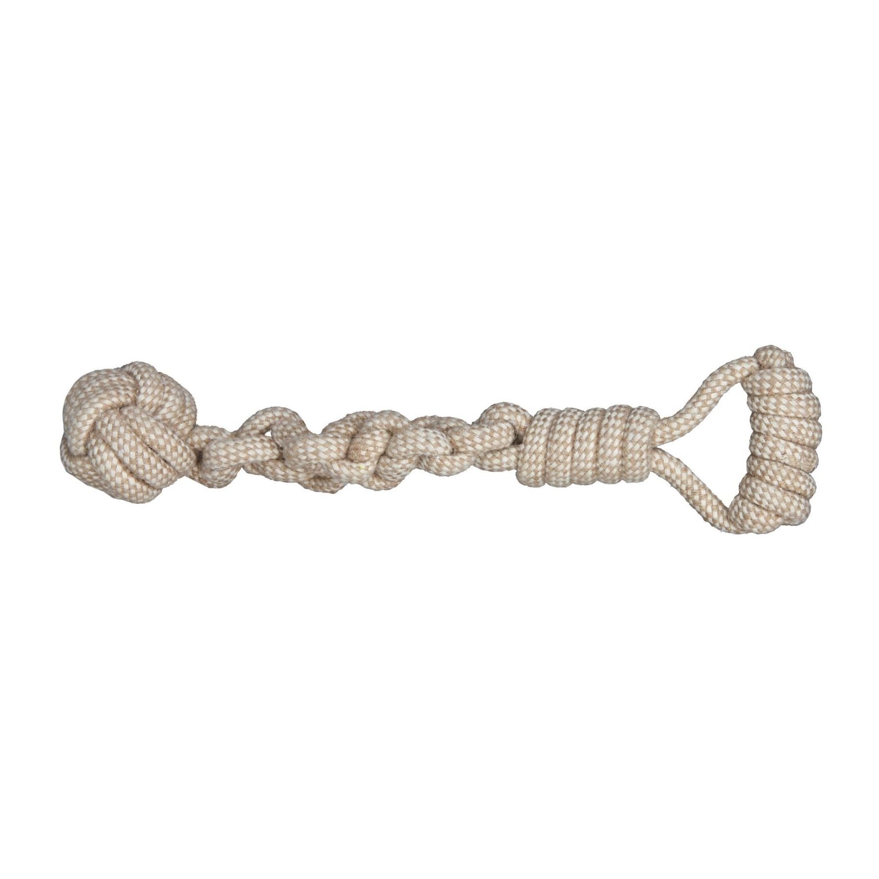 Игрушка для собак Trixie Канат плетёный с мячём и ручкой 38 см, d=8 см (текстиль)