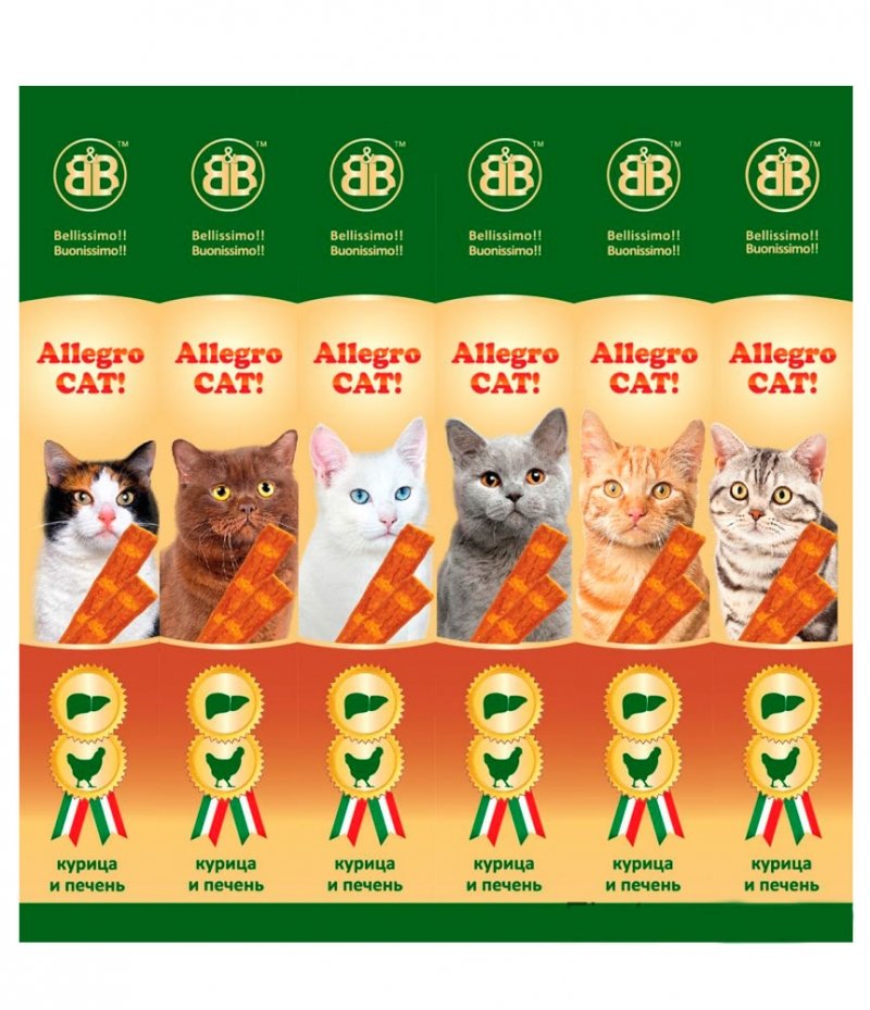 Аllegro Cat жевательные колбаски для кошек с курицей и печенкой  6*5гр