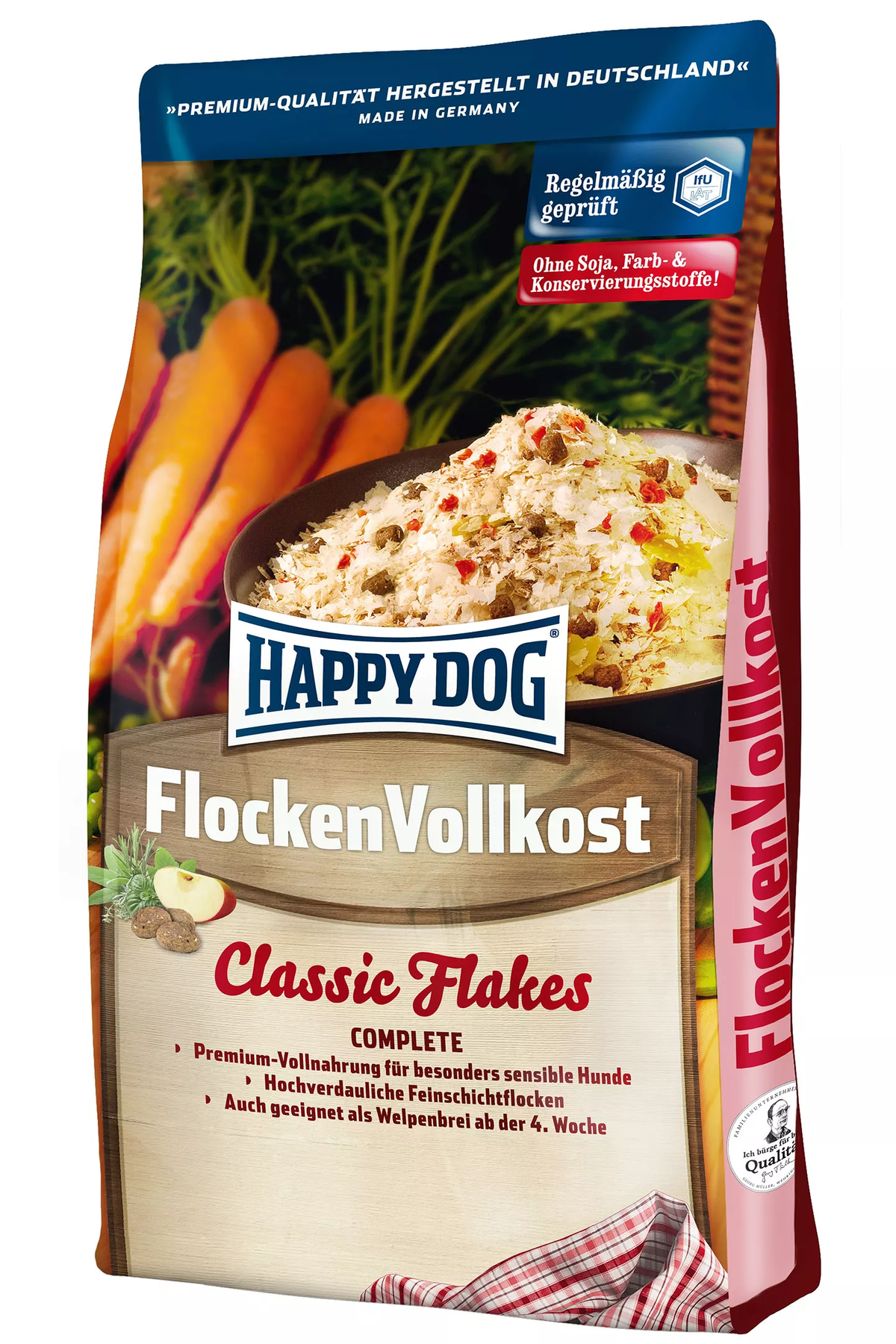 Happy Dog (Хеппі Дог) - FLOCKEN VOLLKOST Сухий корм для цуценят і дорослих собак всіх порід з чутливим травленням 1 кг