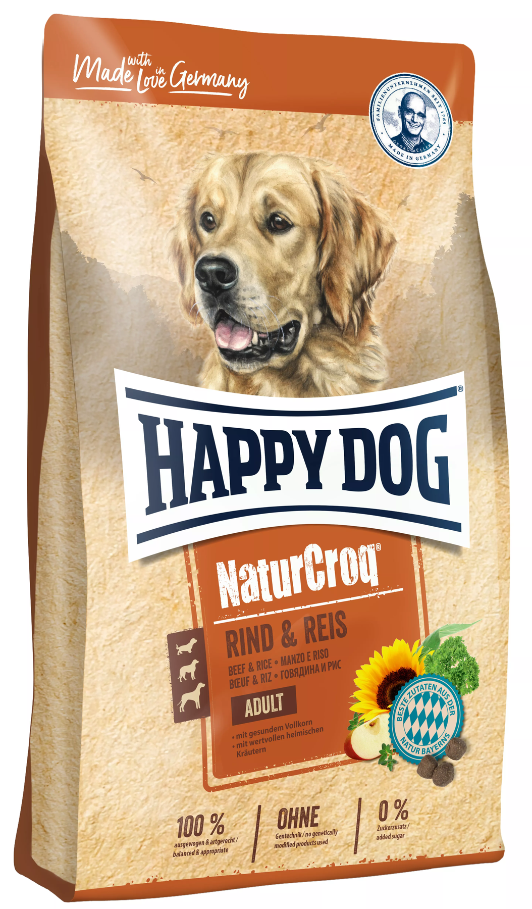 Happy Dog (Хеппі Дог) Premium - NaturCroq LRind & Reis Сухий корм для дорослих собак всіх порід 15 кг