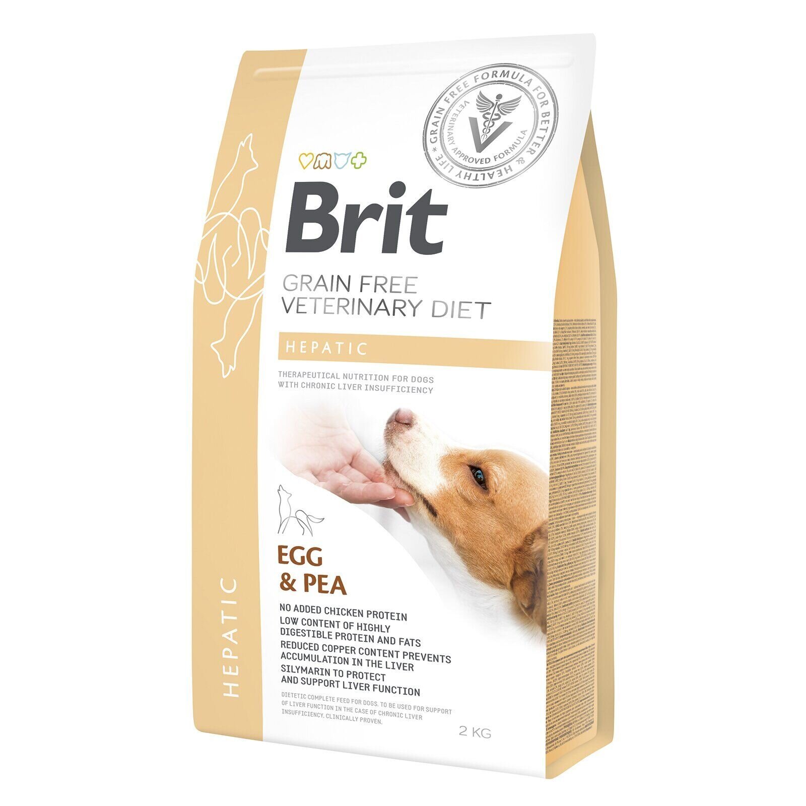 Brit GF Veterinary Diet Hepatic - Сухой корм для собак, при заболеваниях печени 2 кг (яйцо)