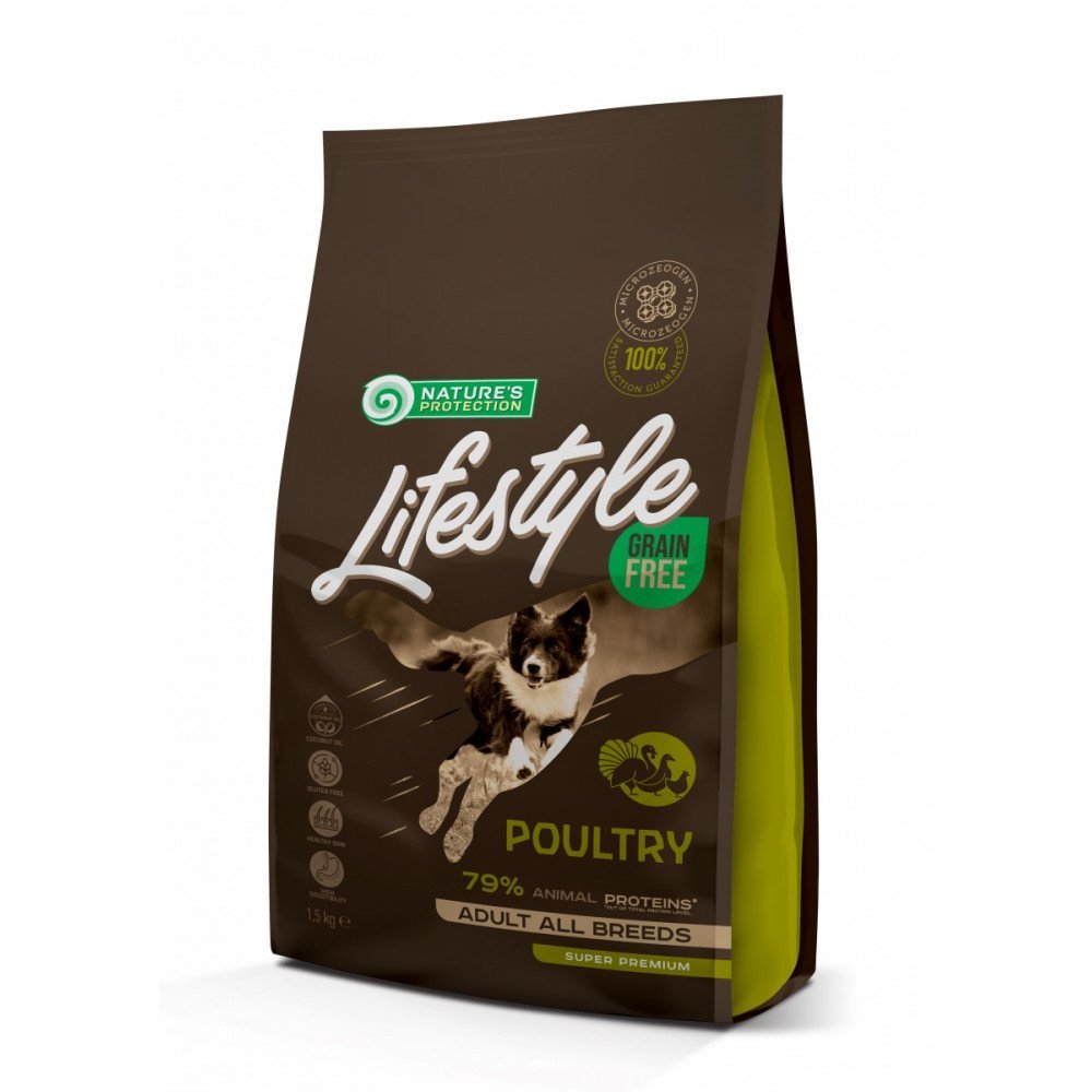 Сухой корм "Nature's Protection Lifestyle Grain Free Poultry Adult All Breeds" для собак всех пород, 1.5 кг