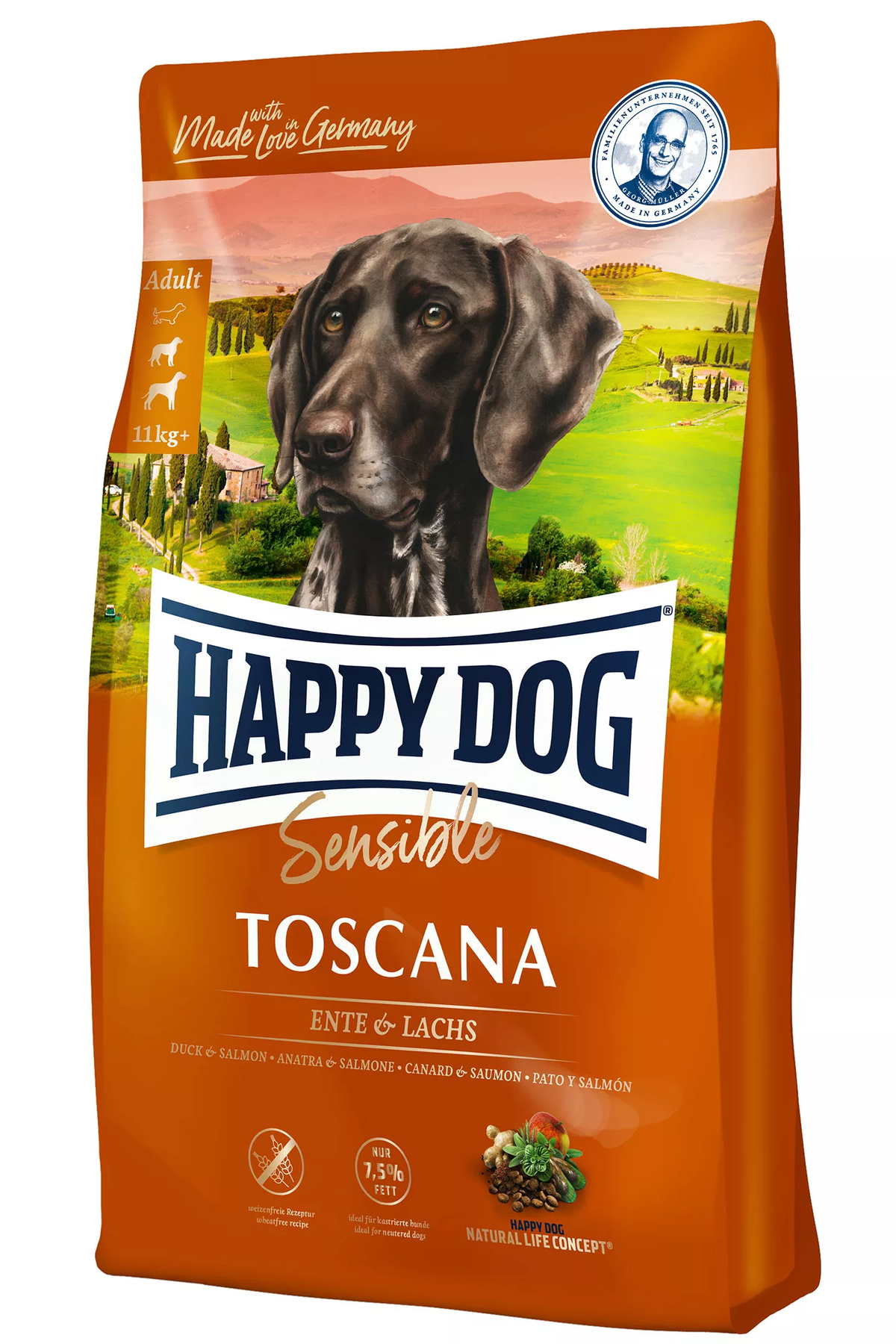 Happy Dog (Хэппи Дог) Supreme Sensible - Toscana Сухой корм c пониженным содержанием жира для собак средних и крупных пород с чувствительным пищеварением и склонных к аллергии 4 кг