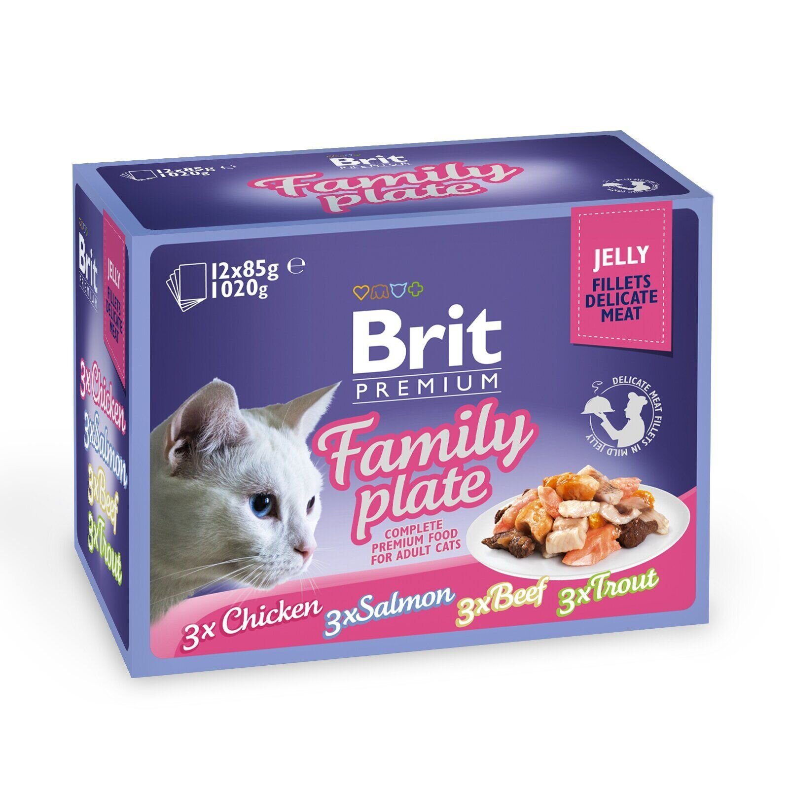Brit Premium Cat Family Plate Jelly pouches - Вологий корм для кішок 1020 р (асорті з 4 смаків «Сімейна тарілка» в желе)